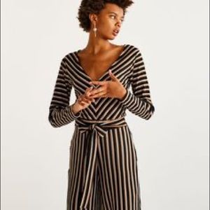 Long-sleeved striped jumpsuit